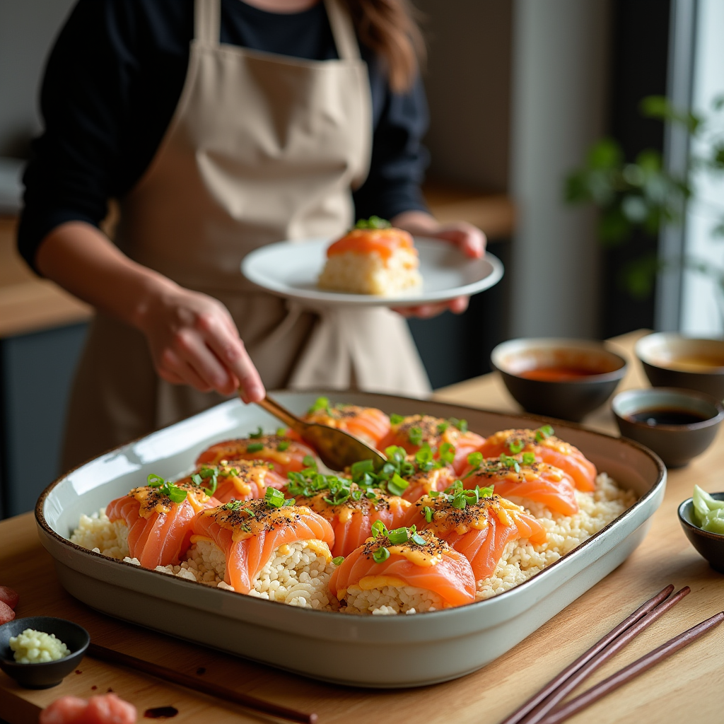 Salmon Sushi Bake