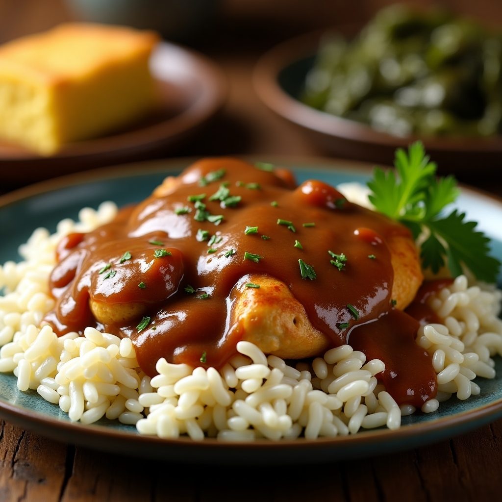 smothered chicken and rice