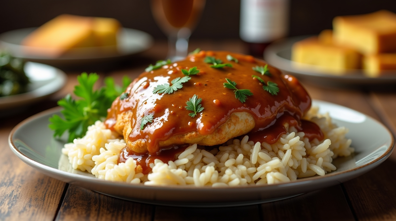 smothered chicken and rice